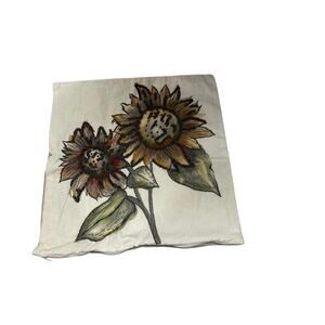 Pottery Barn Bold Sunflowers Embroidered 20 x 20" Case  Feathers USA